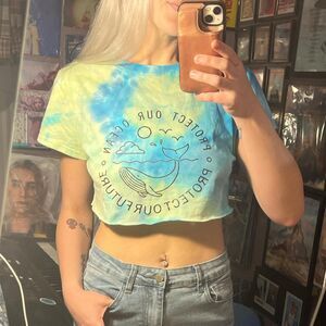 One-of-a-Kind Tie-Dye Whale Crop Top